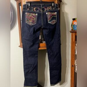 Coogi Dark Wash Colorful Whipped Stitch Jeans Size 7/8